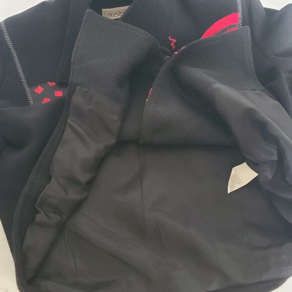 Canvas Backs Black Red Wearable Art Jacket Blazer Wool Silk Cashmere Size Small - Picture 4 of 6